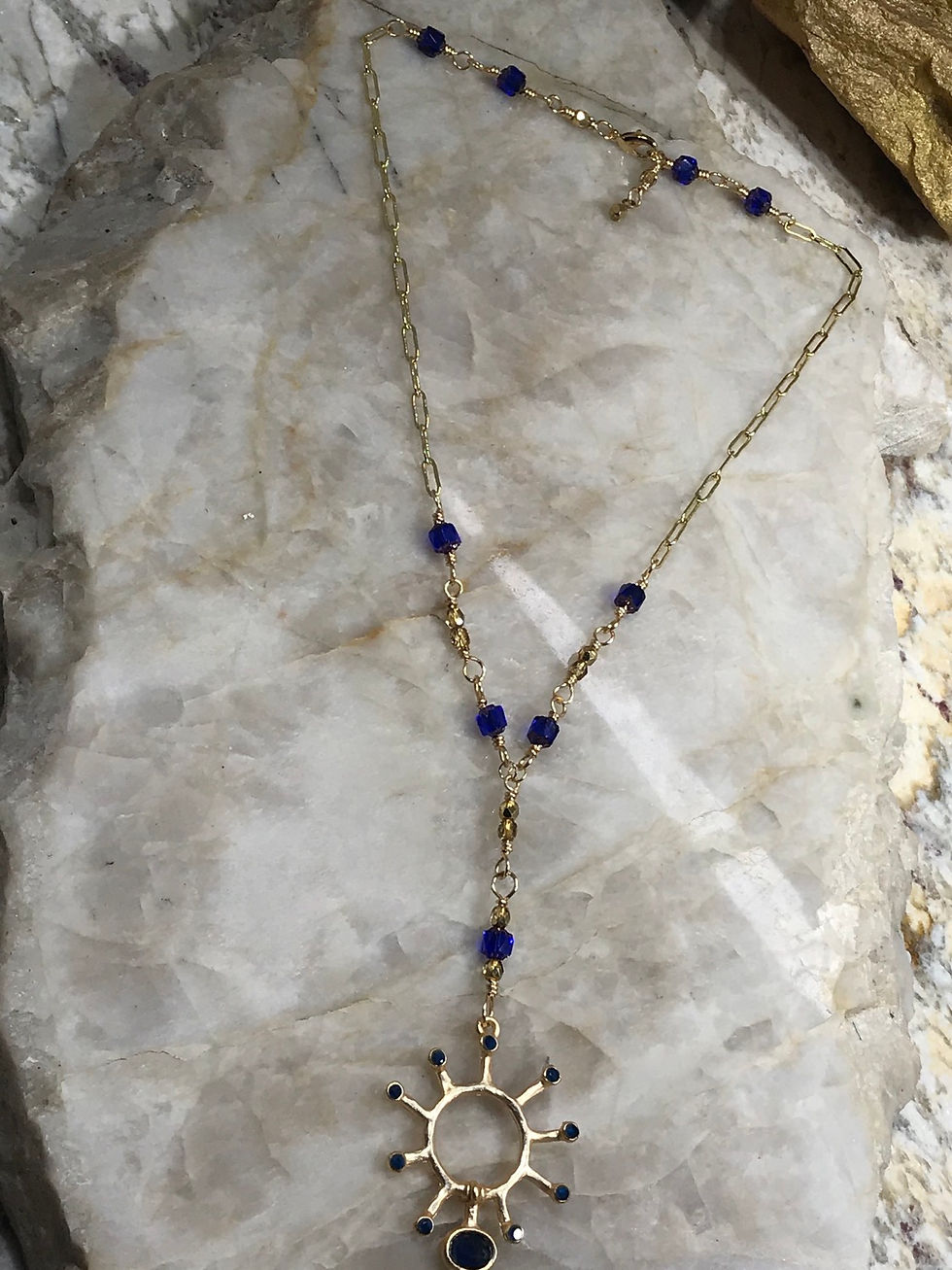 Blue Star Burst Necklace 