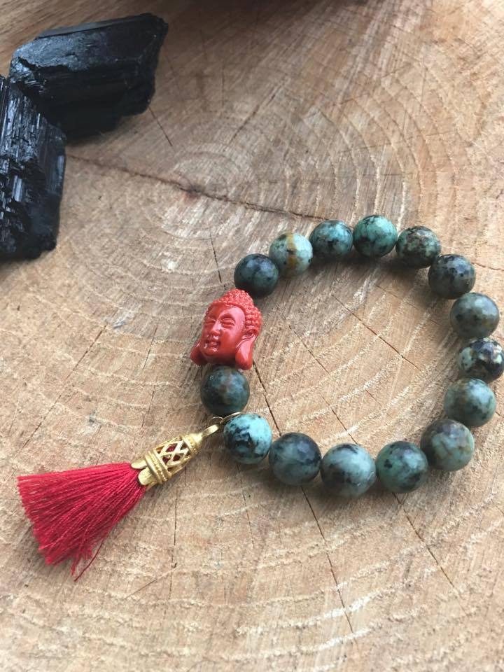 Thumbnail: African Turquoise Buddha Bracelet