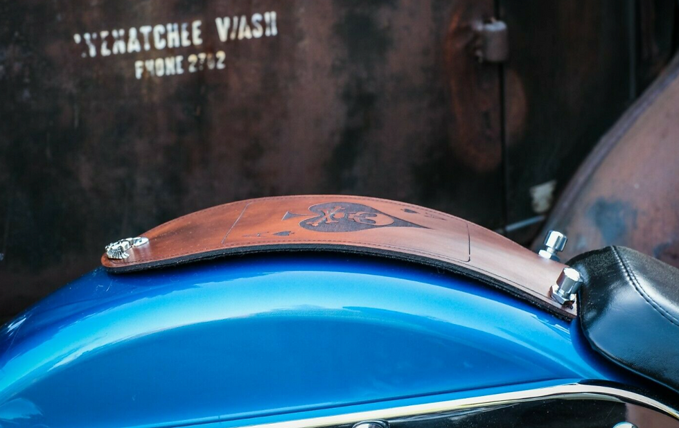 Thumbnail: Rear Fender Bib Panel Leather Vietnam Death Card Ace of Spades Harley Davidson