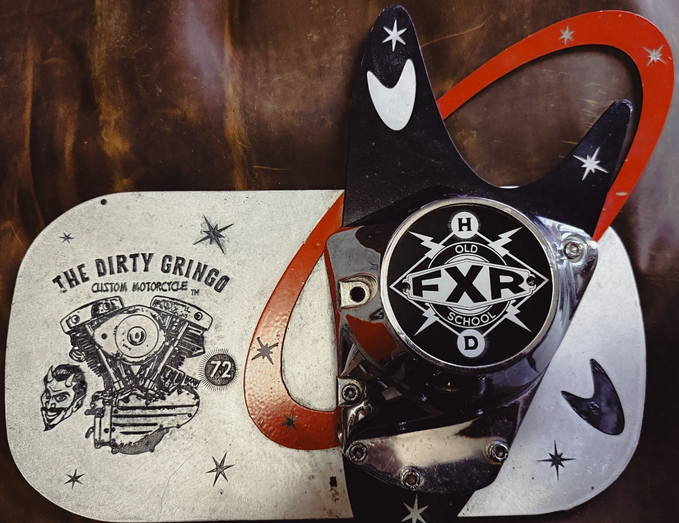 Thumbnail: Black Old School FXR Engraved Evo  2 Hole Timing Cover Chopper Harley Davidson