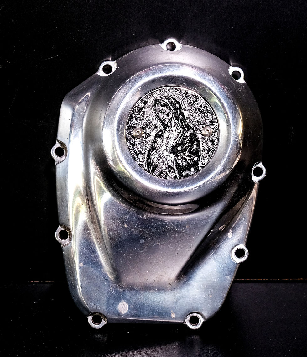 Thumbnail: Holy Mother Virgin Mary Custom Cool Engraved Timing Points Cover Harley M8