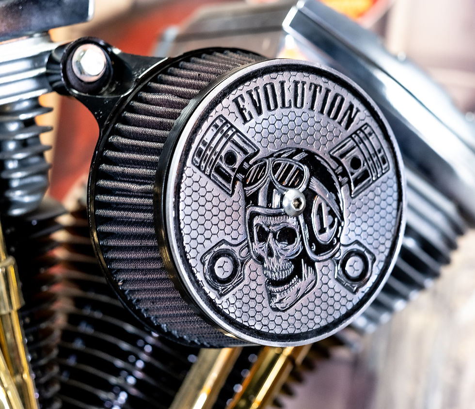 Thumbnail: Evo Evolution Engraved Skull Air Filter Air Cleaner cover 5.5” Diameter Harley