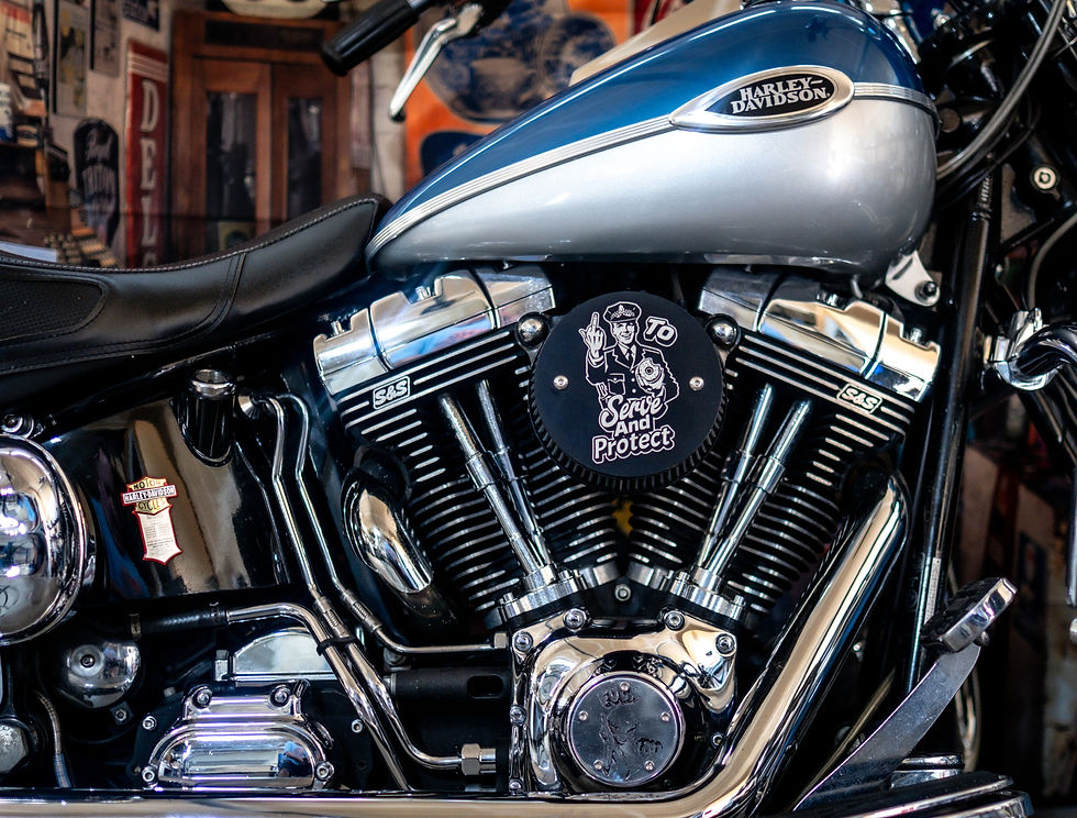 Thumbnail: Police To Serve & Protect Black Sexy 5.5” Air Cleaner End Cover Harley Davidson