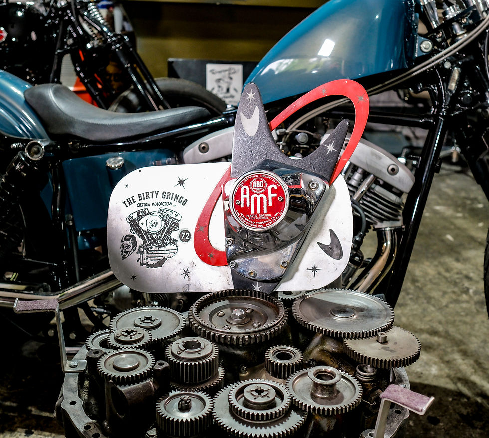 Thumbnail: Retro AMF Red Bowling Pin Logo Shovelhead Points Timing Cover Harley Davidson