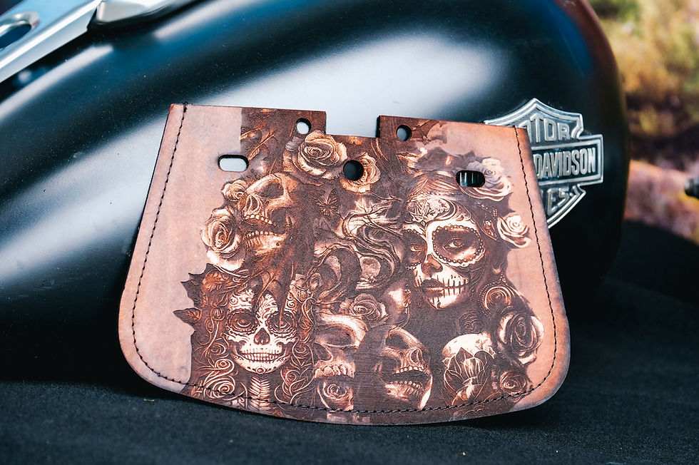 Thumbnail: Brown Day of Dead  Rear Mud Flap Harley Davidson Motorcycle Universal
