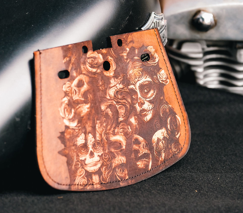 Thumbnail: Brown Day of Dead  Rear Mud Flap Harley Davidson Motorcycle Universal