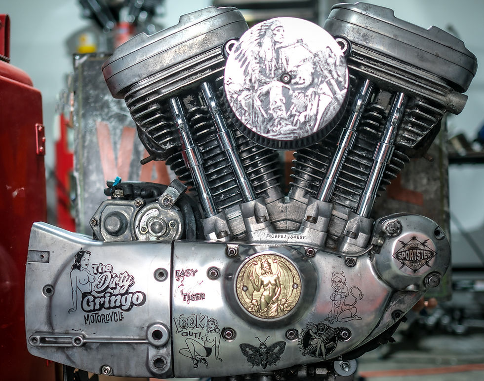 Thumbnail: Sexy She Devil Demon Middle Finger Brass Timing Points Cover Cone Shovelhead Evo