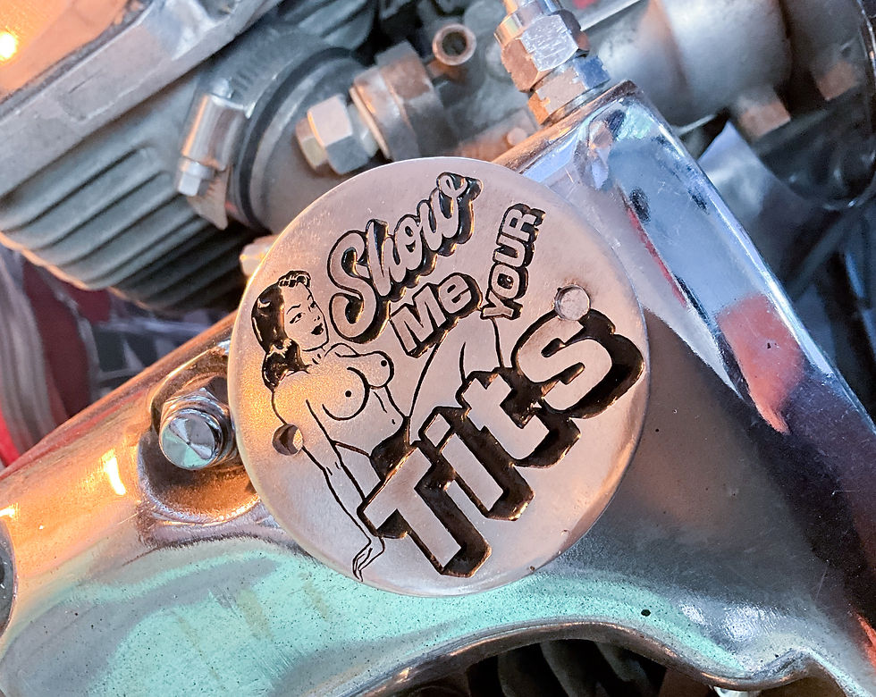 Thumbnail: Show Me Your Tits Engraved M8 Milwaukee 8 Sexy Timing Cover fit Harley Davidson