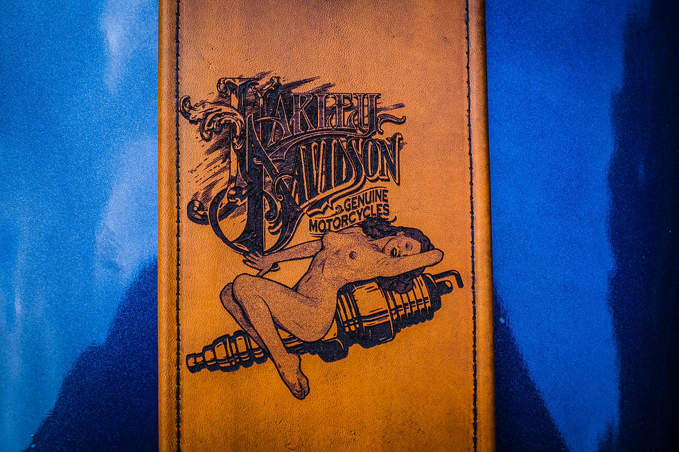 Thumbnail: Sexy Bomber Pinup Leather Gas Tank Panel Bib Harley Davidson Old 3 Light Dash