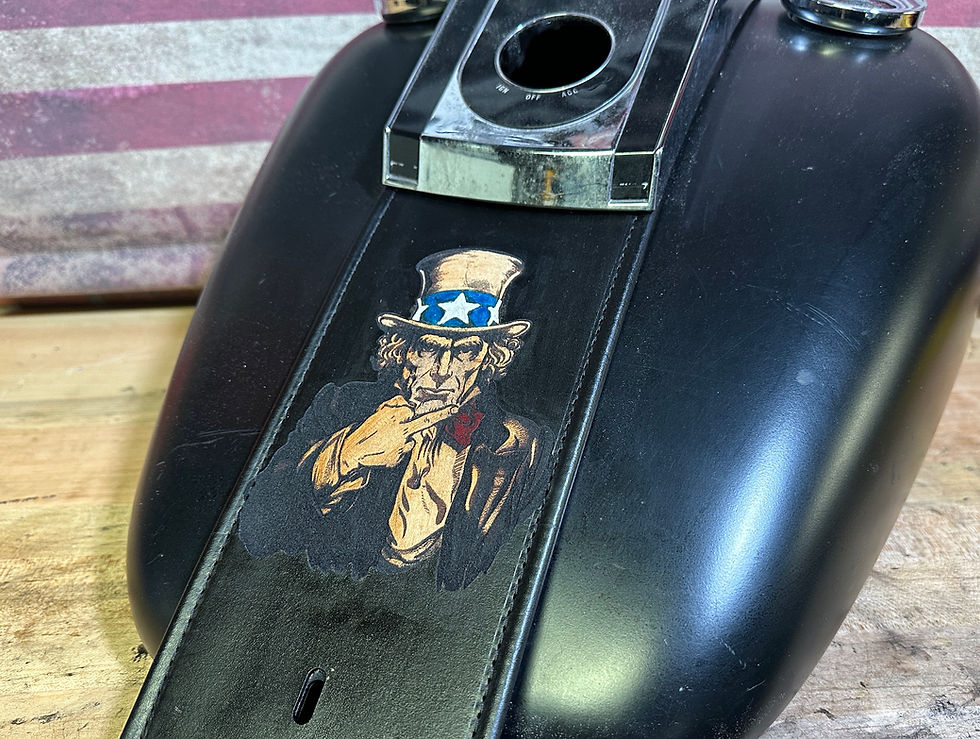 Thumbnail: Uncle Sam Middle Finger USA Harley Davidson Leather Gas Tank Panel Bib Softail