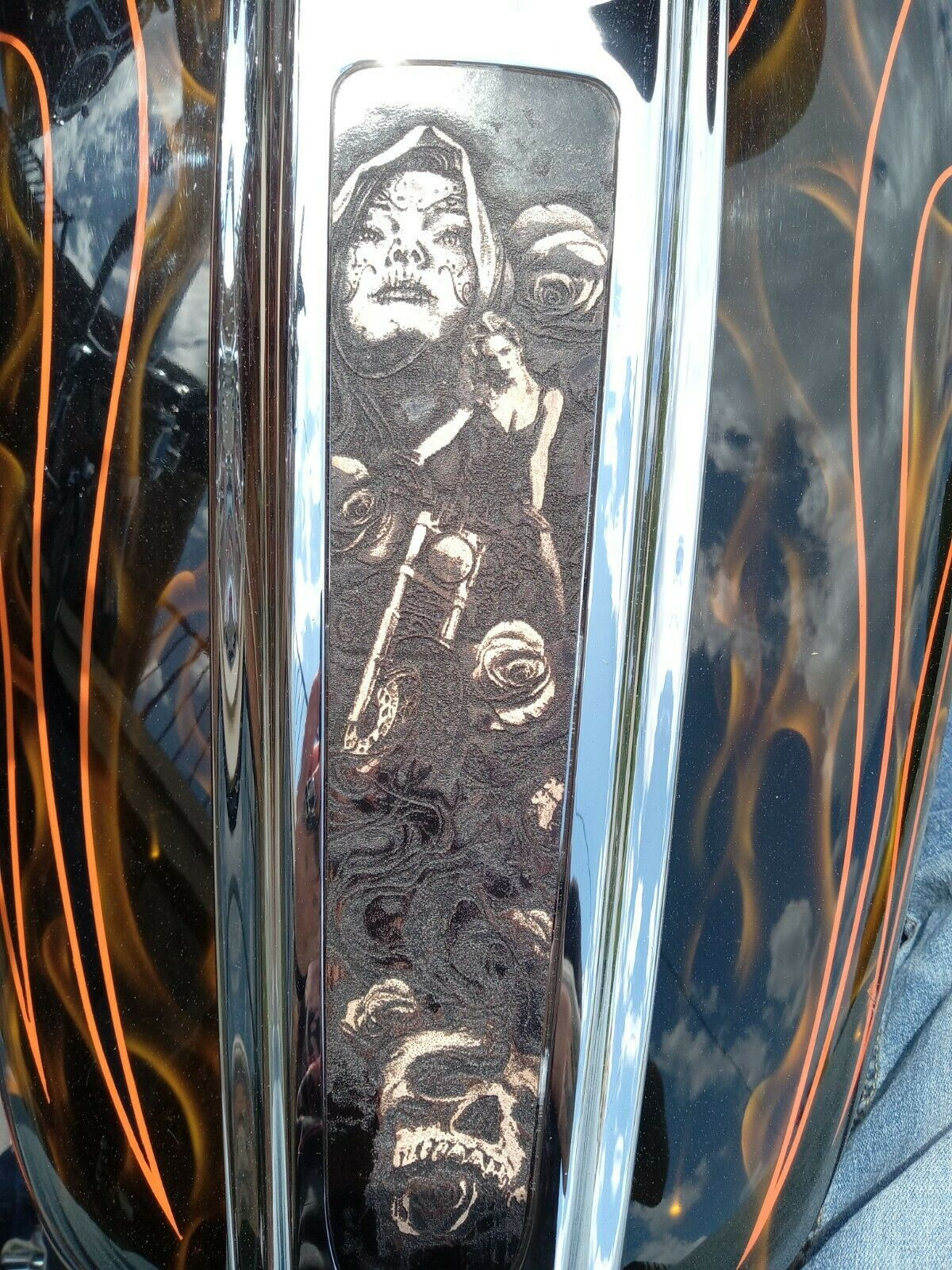 Day of the Dead Rider Harley Davidson Rocker C Leather Gas Tank Panel In