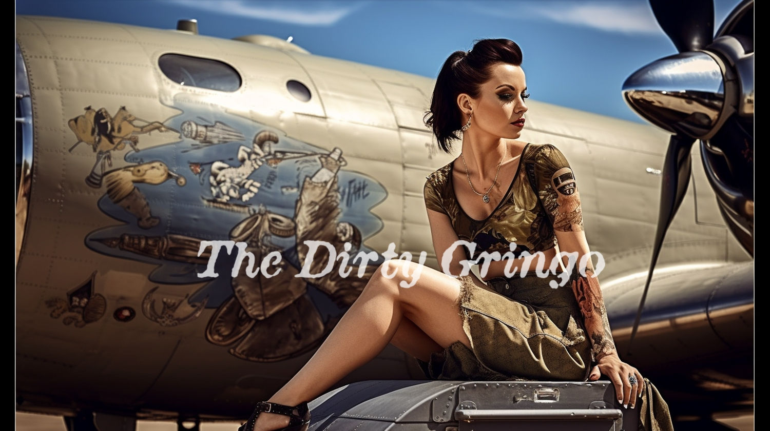 V131 WWII Inspired Hot Pinup Bomber Nose Art Custom High Res Digital Ima