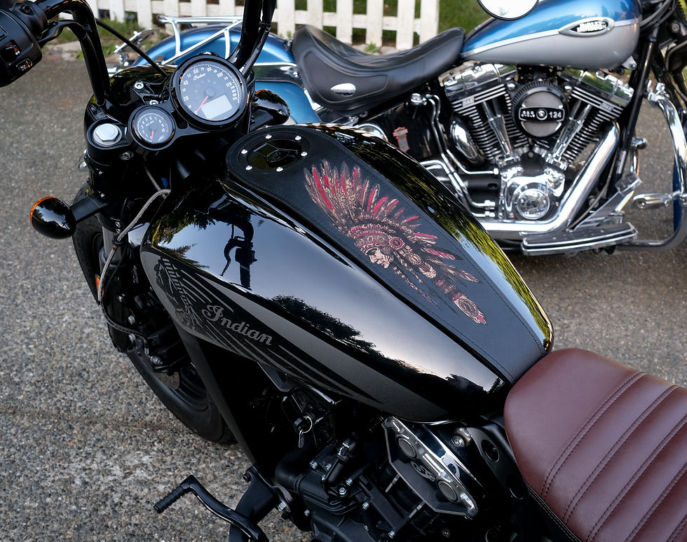Thumbnail: Grim Reaper Highlight Leather Indian Scout Bobber Motorcycle Gas Tank Bib A6