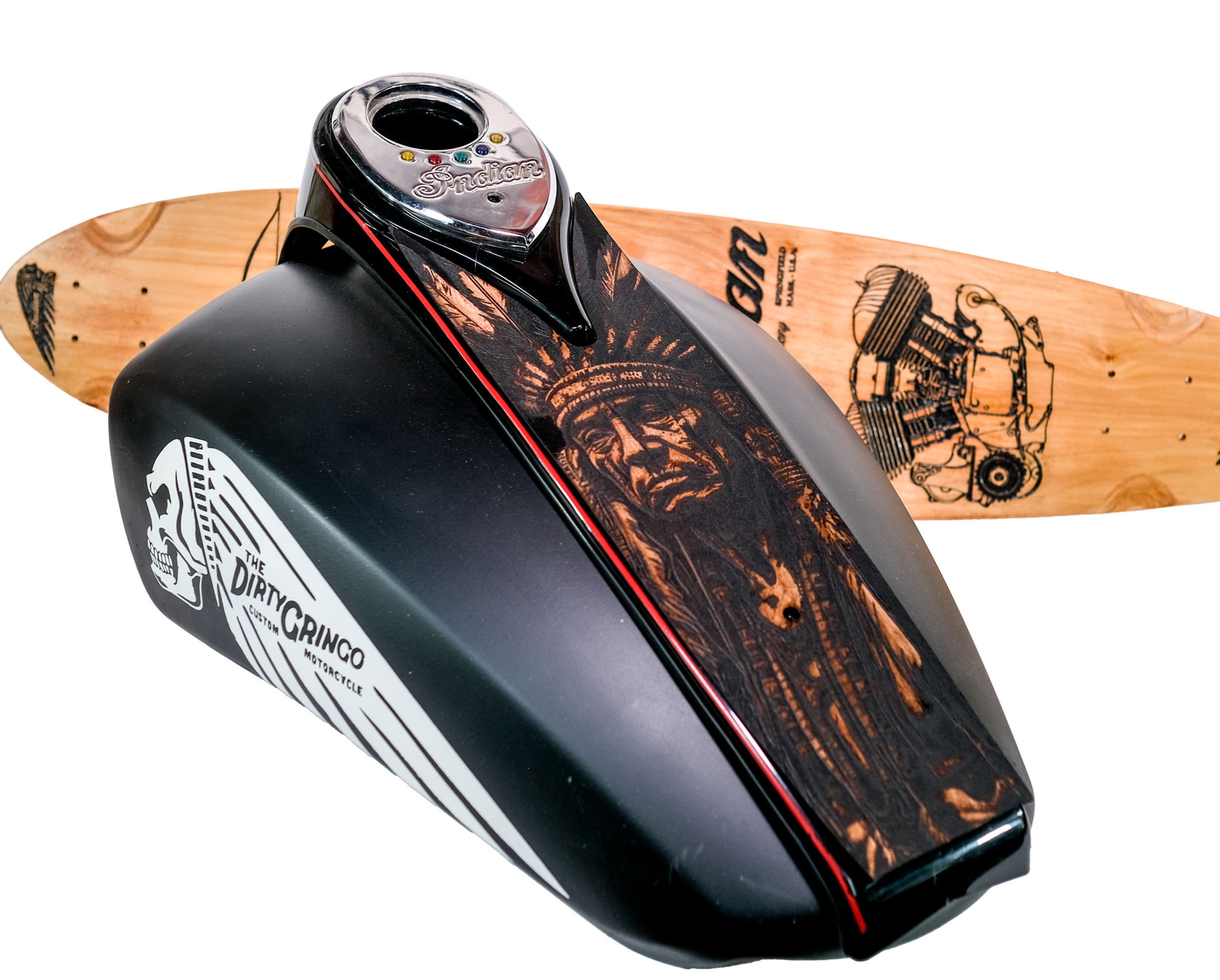 01-03 Gilroy Indian Scout Spirit Chief Logo Leather Gas Tank Console Bib Insert