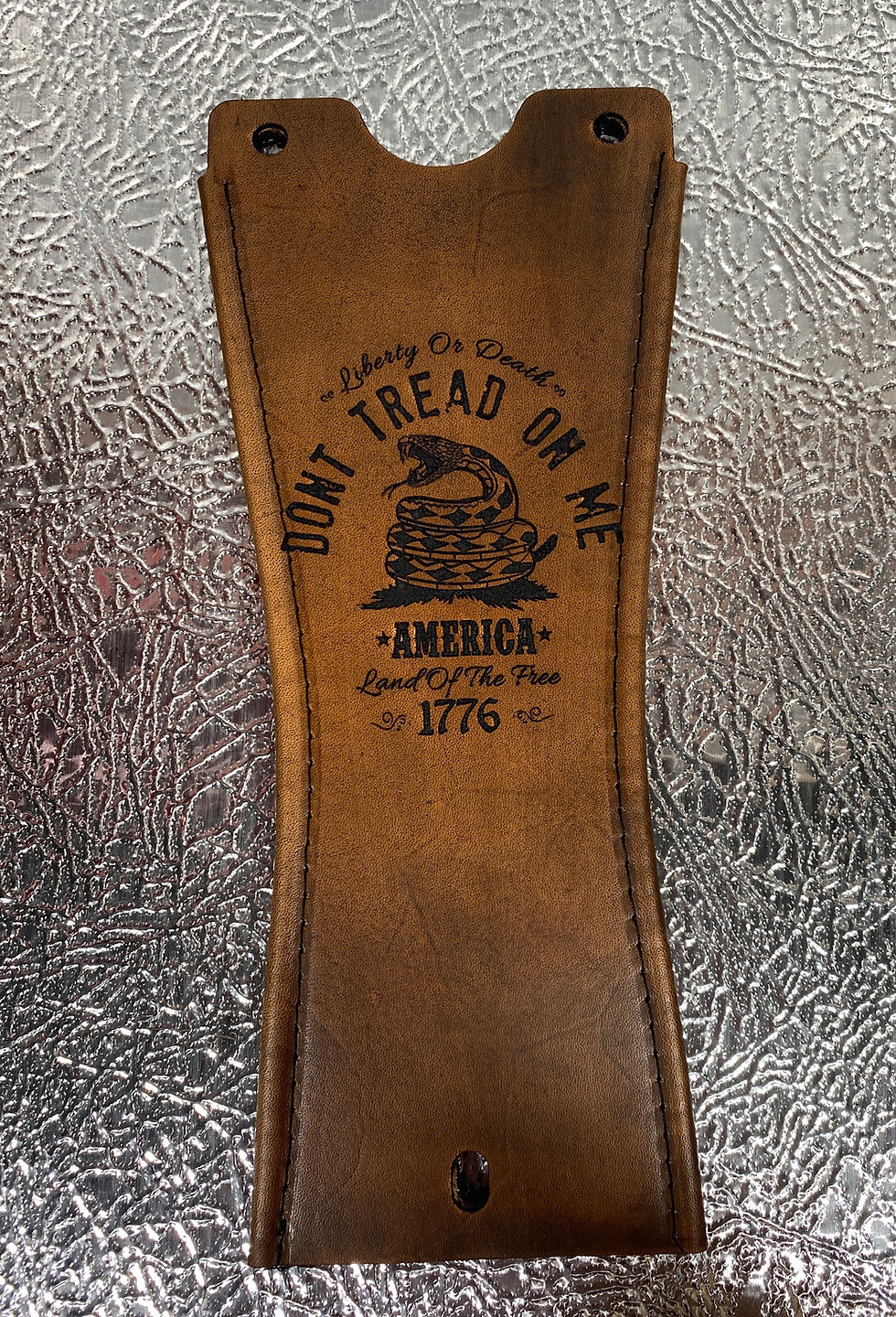 Thumbnail: Brown 1776 Don't Tread on Me America Patriot Leather Gas Tank Panel Bib Harley