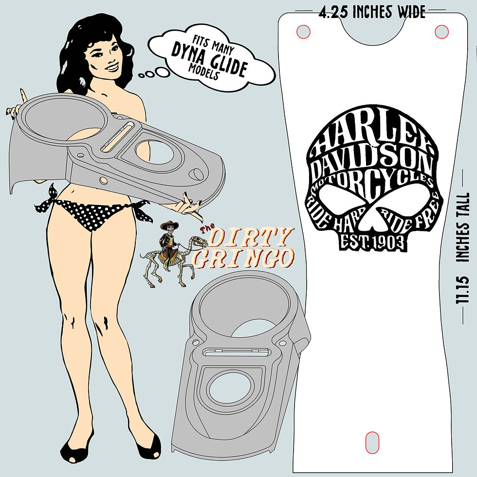 Thumbnail: Old School Willie Text  Skull Harley Davidson Black Custom Gas Tank Bib Panel