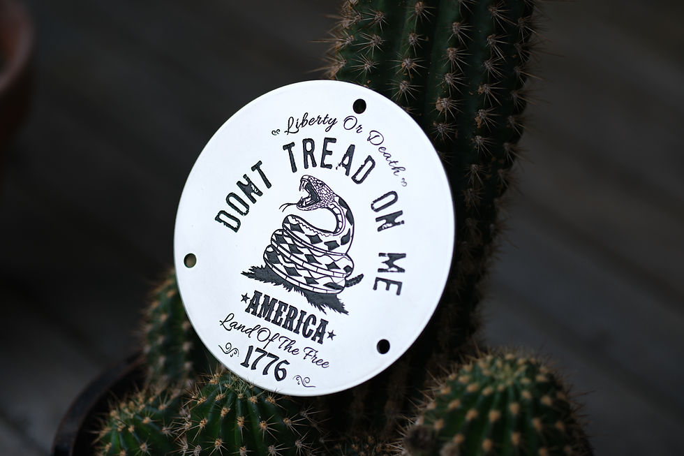 Thumbnail: Engraved Don't Tread on Me USA 3 Hole Derby Clutch Cover Shovelhead Harley