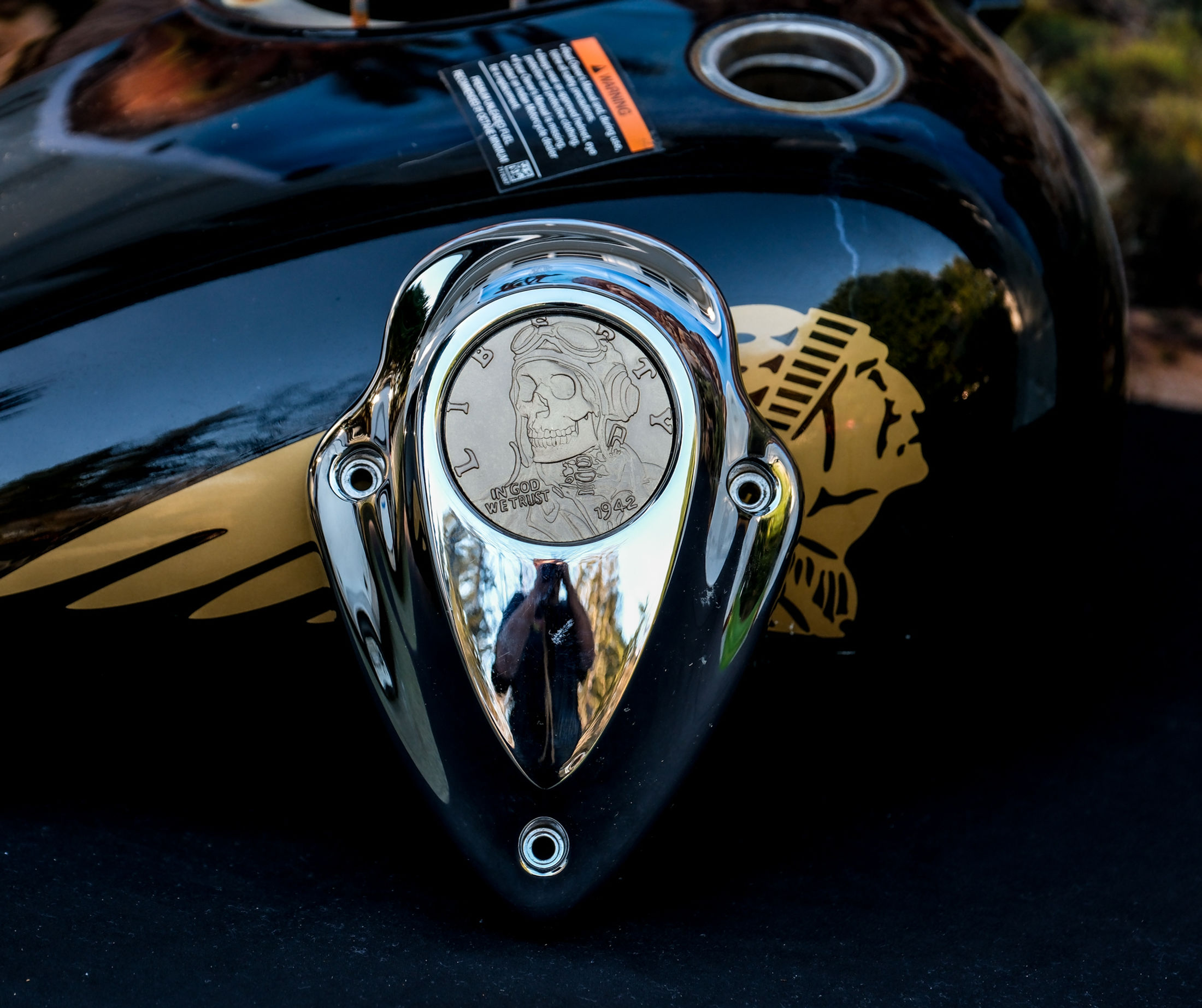 Dead Pilot Hobo Nickle Solid Brass Engraved Indian Motorcycle Horn Cover Insert