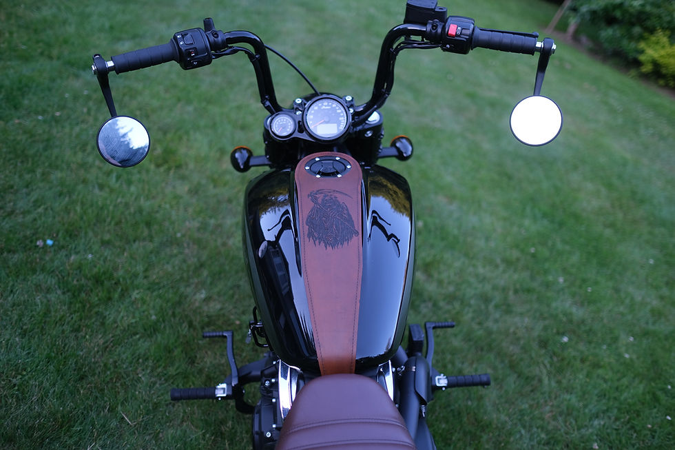 Thumbnail: Grim Reaper Leather Indian Scout Bobber Sixty  Motorcycle Gas Tank Bib Brown A6