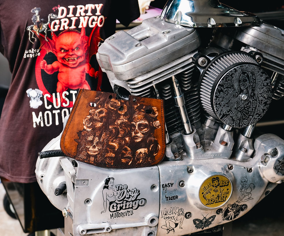 Thumbnail: Brown Day of Dead  Rear Mud Flap Harley Davidson Motorcycle Universal