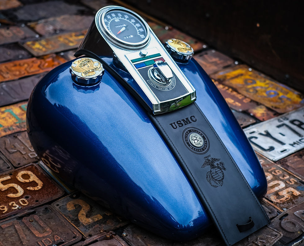 Thumbnail: Leather Gas Tank Panel Bib Harley Davidson Split Tank USMC USA Marine Corps