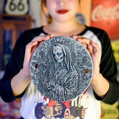3D Carved Holy Mother Santa Muerte Timing Cover Harley Davidson