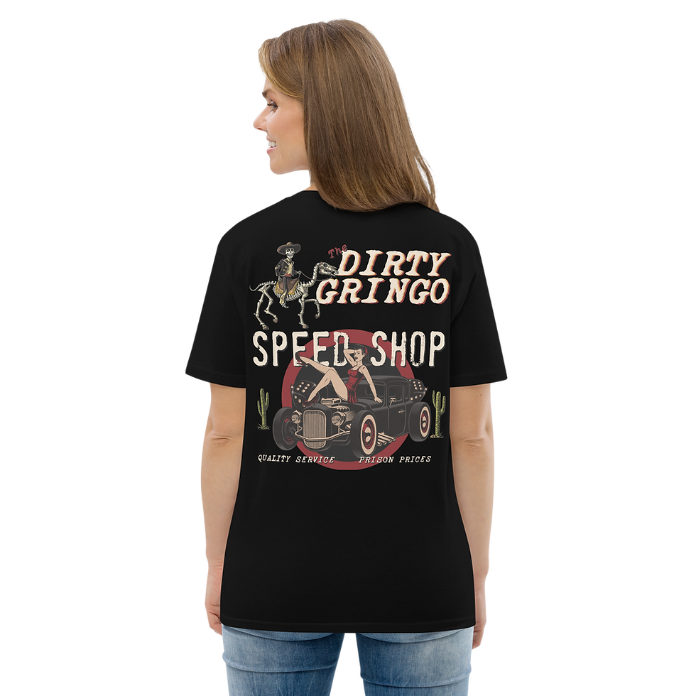 Thumbnail: Classic The Dirty Gringo Speed Shop Pinup Unisex organic cotton t-shirt