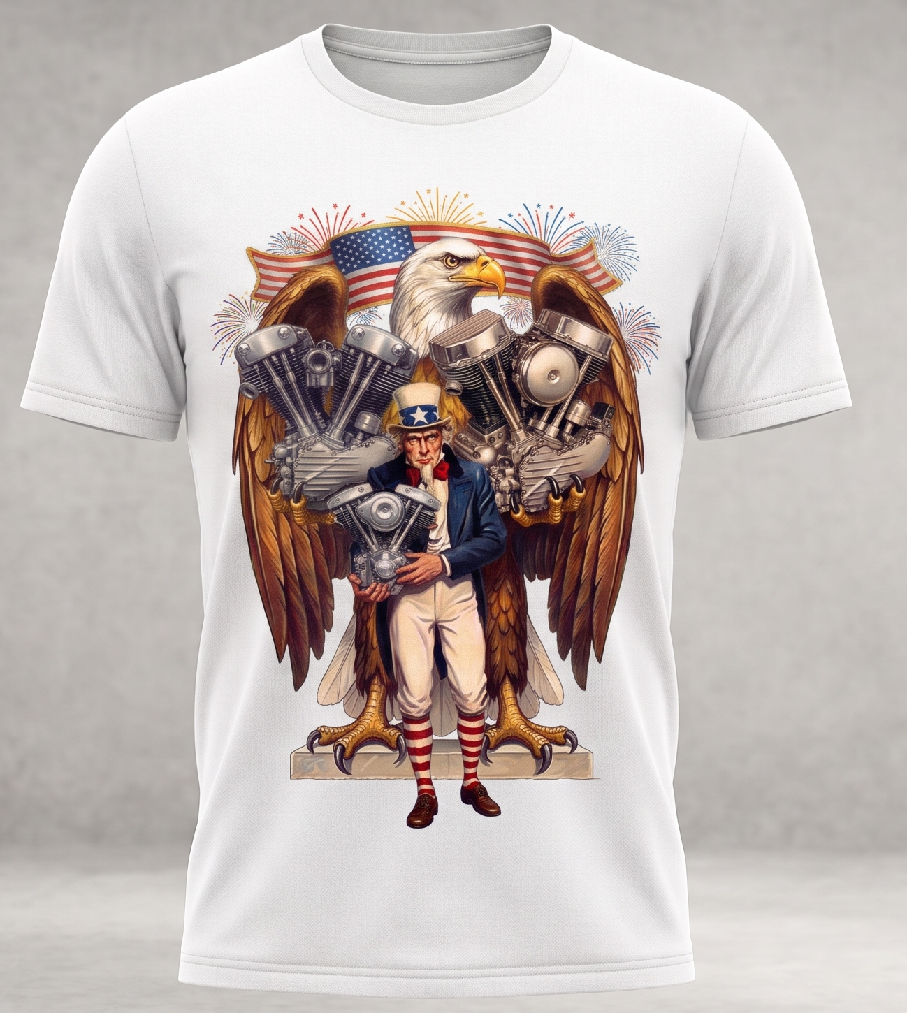 America Uncle Sam Bald Eagle Panhead Shovelhead Knucklehead Unisex classic tee