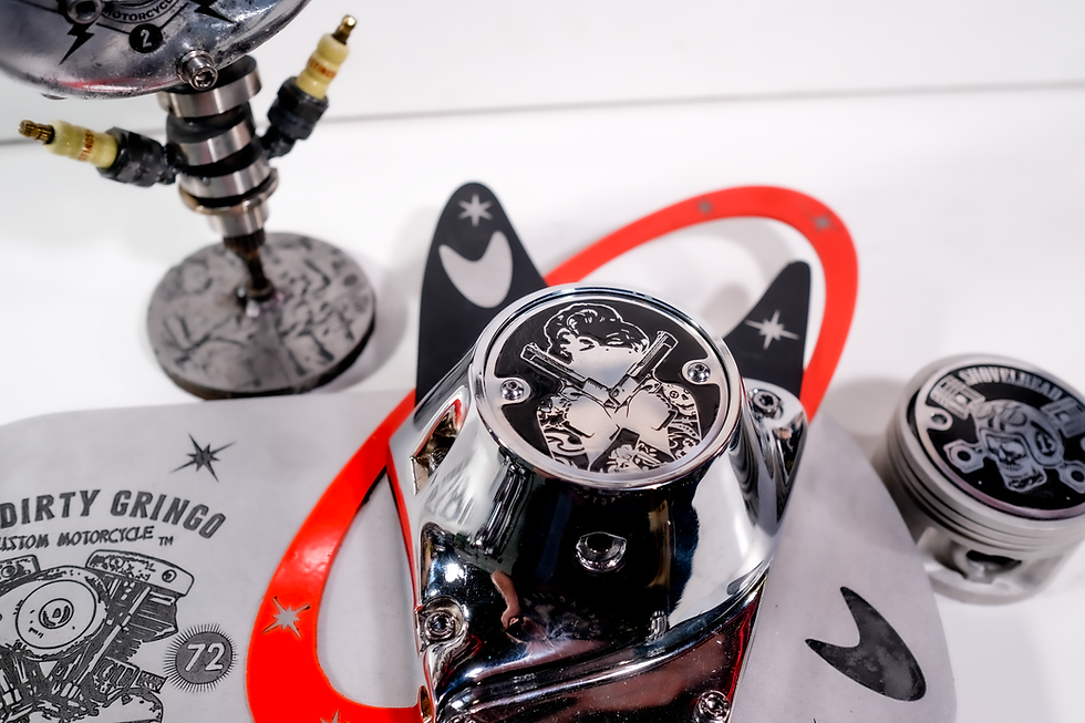 Thumbnail: Gangster Marylin Monroe Polished Alum.  Shovelhead Evo Points timer Cover Harley