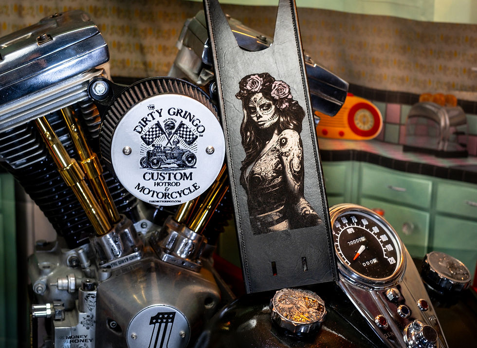 Thumbnail: Dia de los Muertos Gas Tank Panel Bib Harley Davidson 3 Light