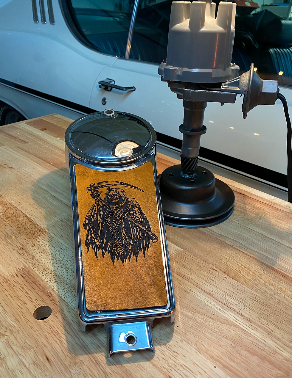 Thumbnail: Evil Grim Reaper Death Leather Harley Davidson Custom Gas Fuel Tank Bib Panel