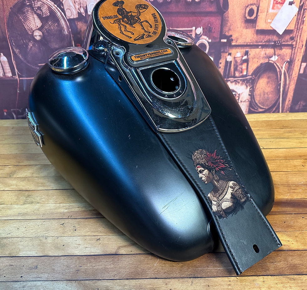 Thumbnail: Aztec Dyna Glide Queen Chicano Vicla Harley Davidson Leather Gas Tank Panel Bib