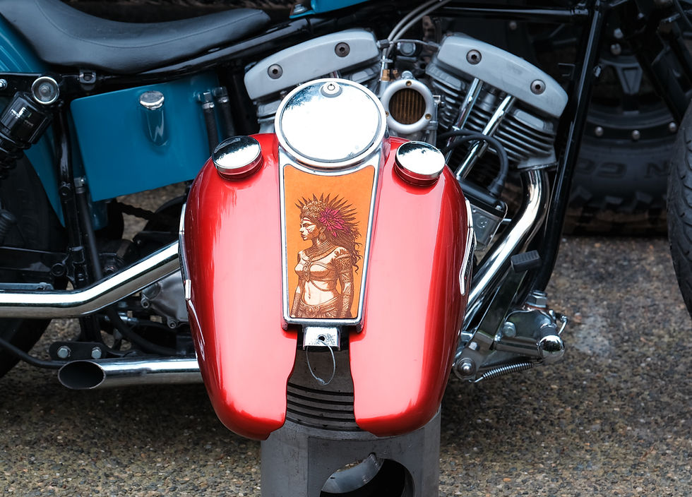 Thumbnail: Engraved Aztec Queen 87-07 Harley Davidson Touring Dash Leather Console Insert