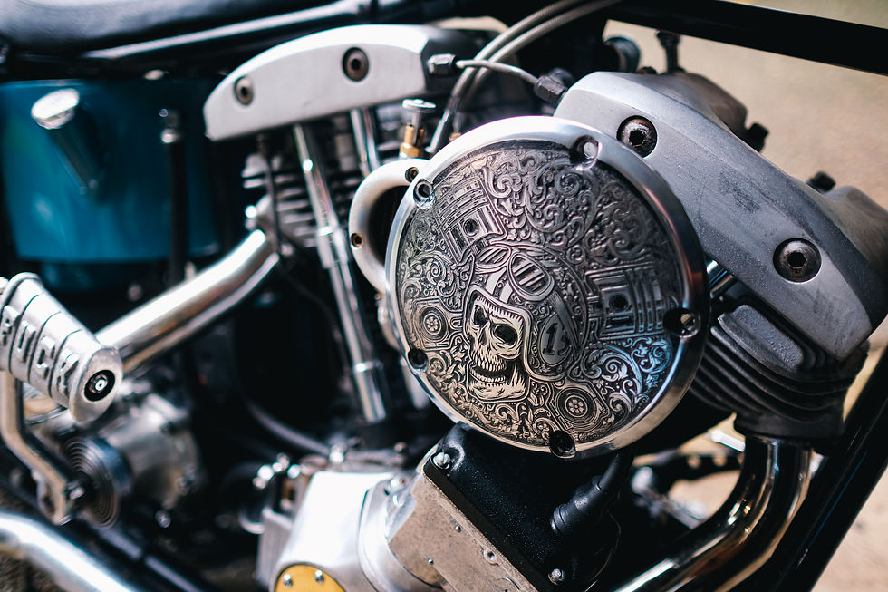Thumbnail: Dirty Gringo Sexy Engraved Skull Scrollwork Derby Cover Harley Twin Cam 99-2017
