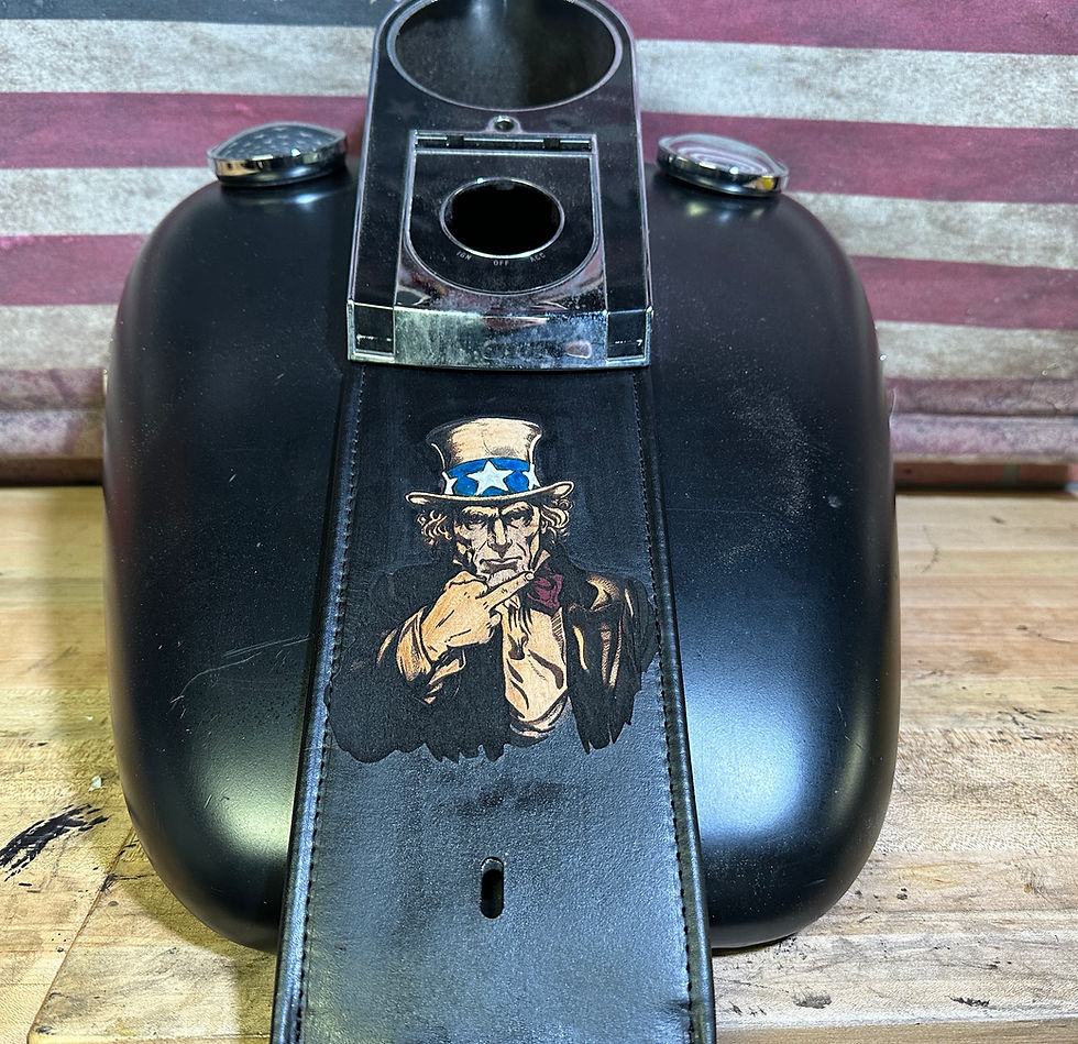Thumbnail: Uncle Sam Middle Finger USA Harley Davidson Leather Gas Tank Panel Bib Softail