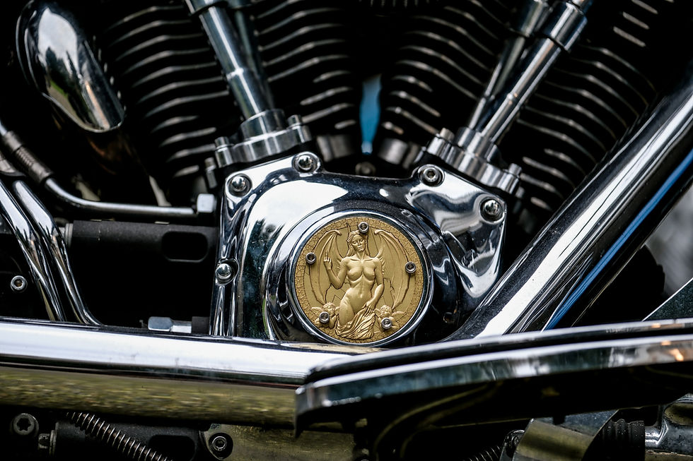 Thumbnail: Sexy She Devil Demon Middle Finger Brass Timing Points Cover Twin Cam Harley