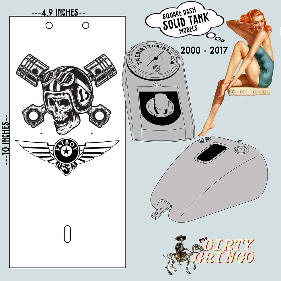 Thumbnail: Retro Harley Davidson Fatboy Skull Antiqued Leather Gas Tank Bib Panel Retro Ace
