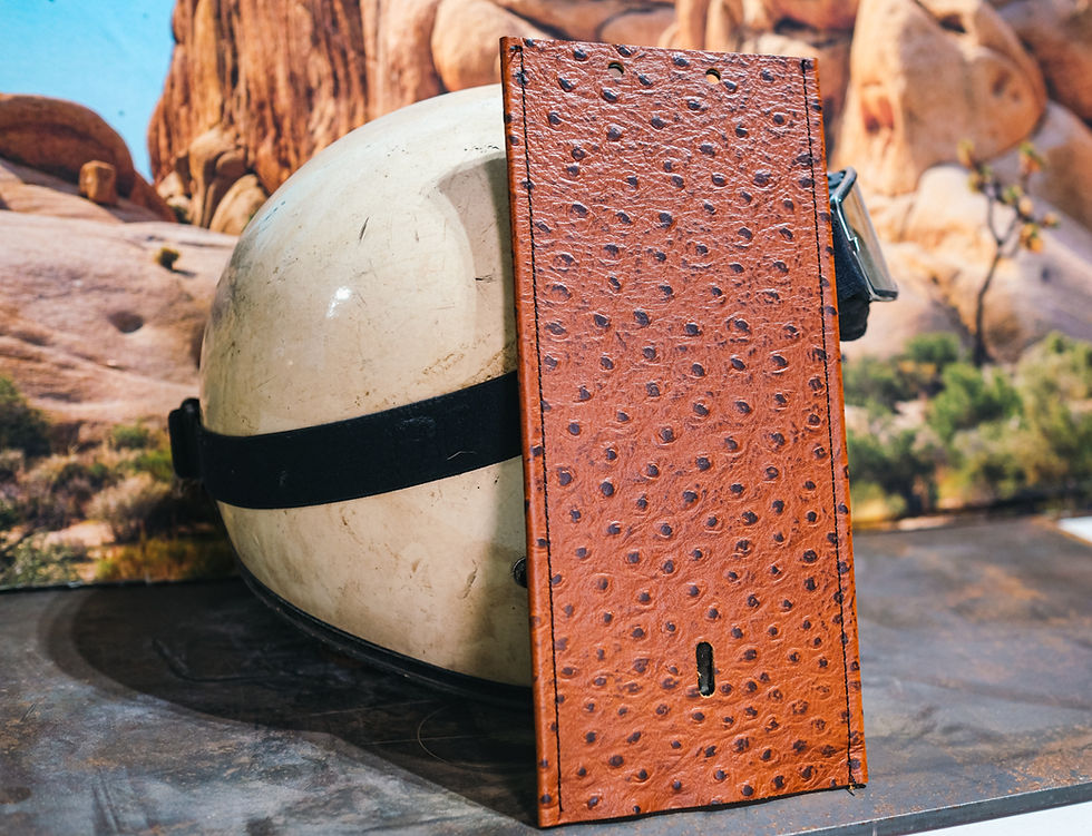 Thumbnail: Tan Real Leather Ostrich Texture Gas Tank Panel fits Harley DavidsonT
