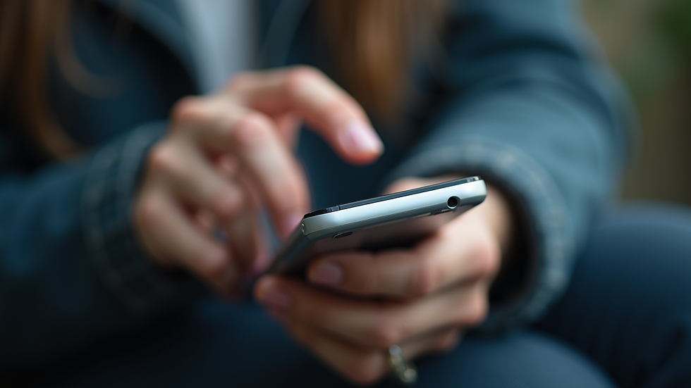 Close-up view of a person using voice search on a smartphone