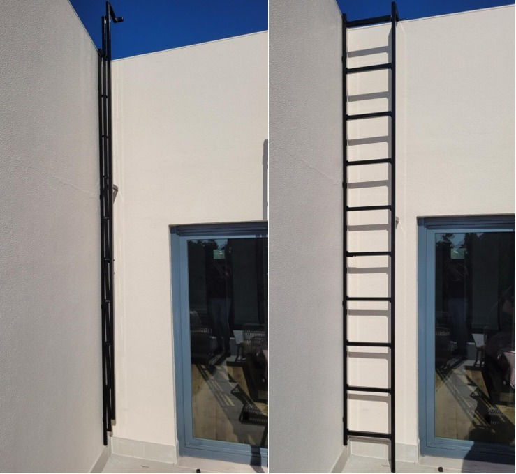 Escada de acesso em ferro lacado a preto