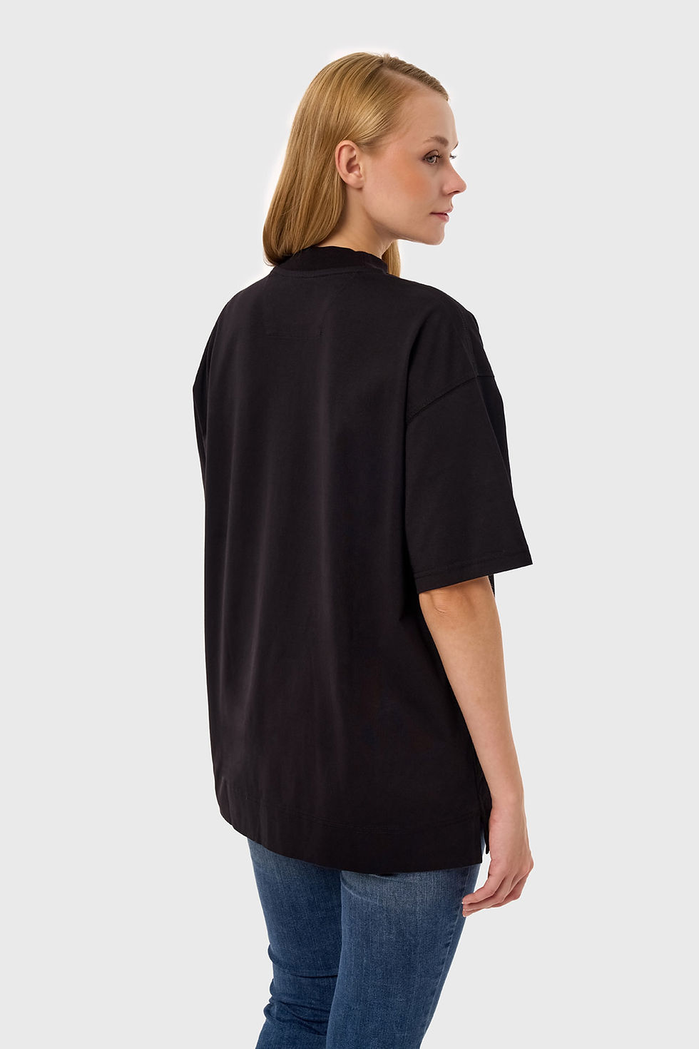 Küçük resim: Luna - Dik Yaka Oversize Basic T-shirt