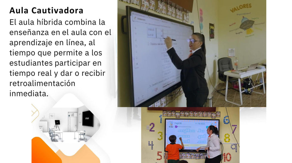 clase híbrida cautivadora en tiempo real con uso de la pantalla interactiva i3Connect