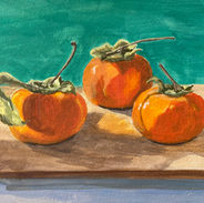 persimmons gouache painting still life