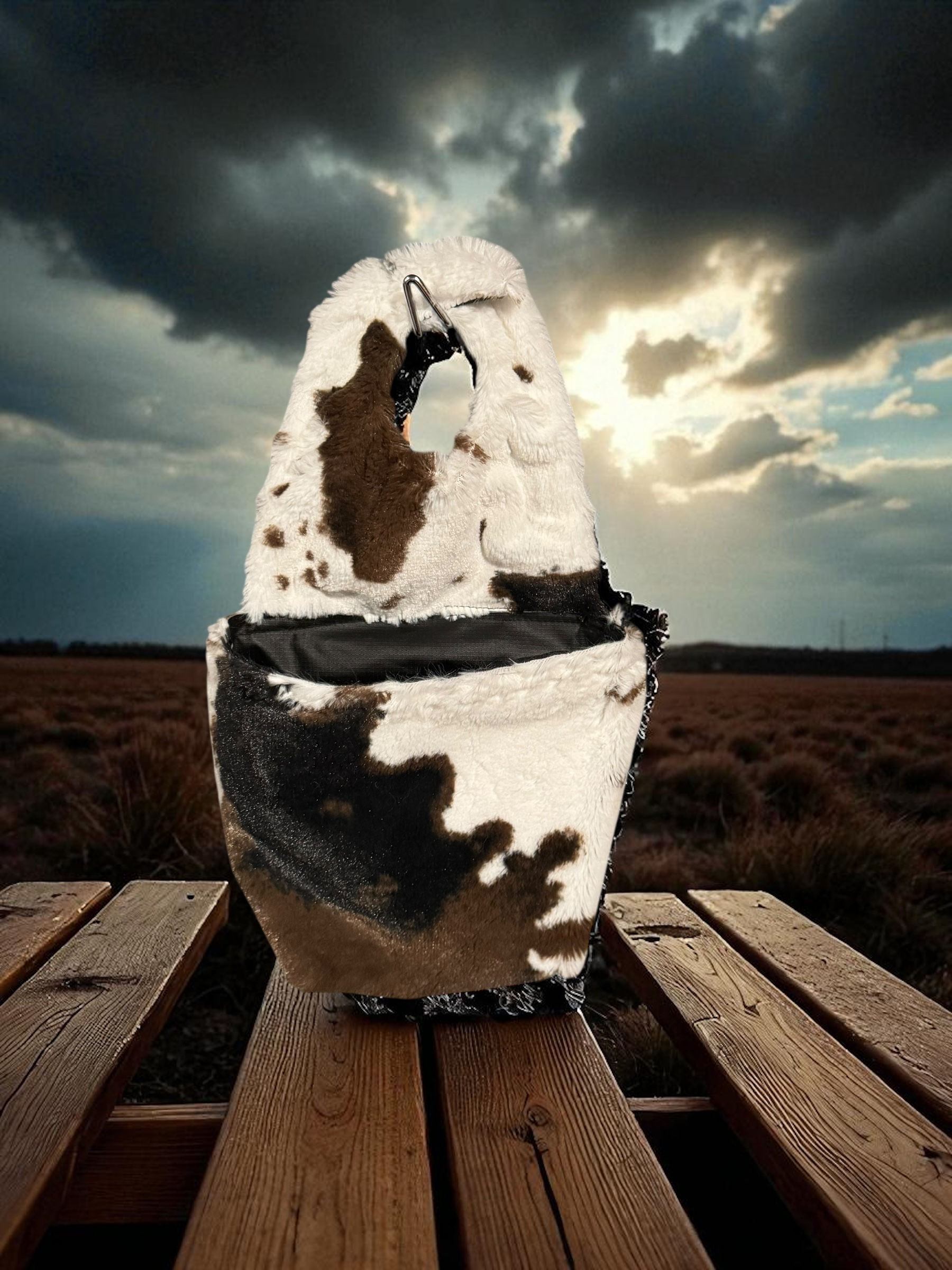🤠 Small Minky Car Bag – Western Cowhide Edition 🐄