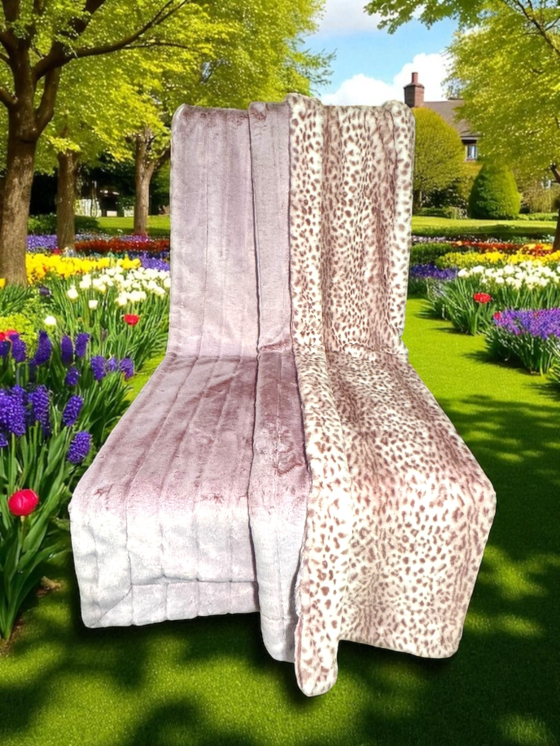 🌸 Luxe Minky Blanket – Wild Rose + Blush Leopard | 74" x 58"