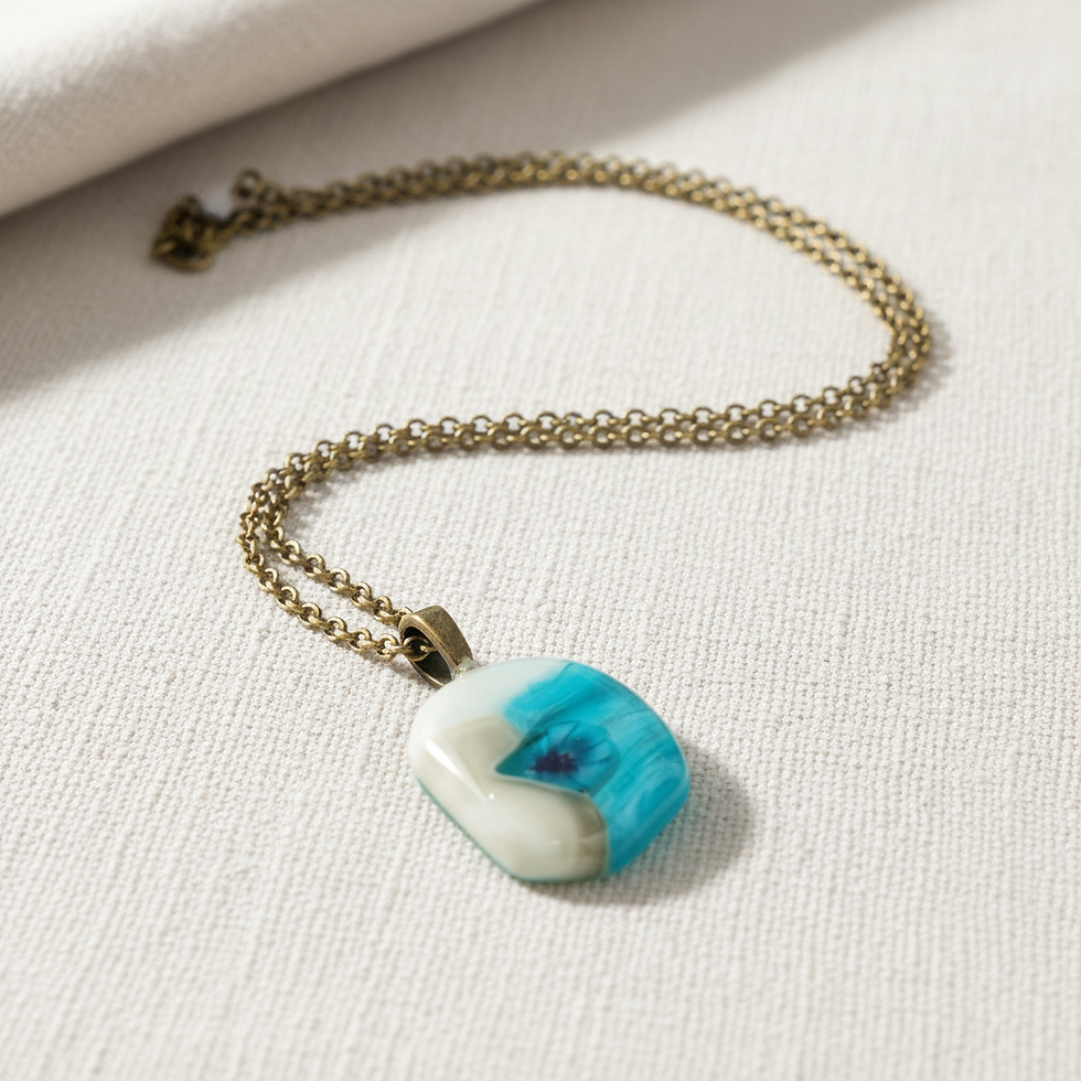 Thumbnail: Handmade Fused Glass Pendant Necklace