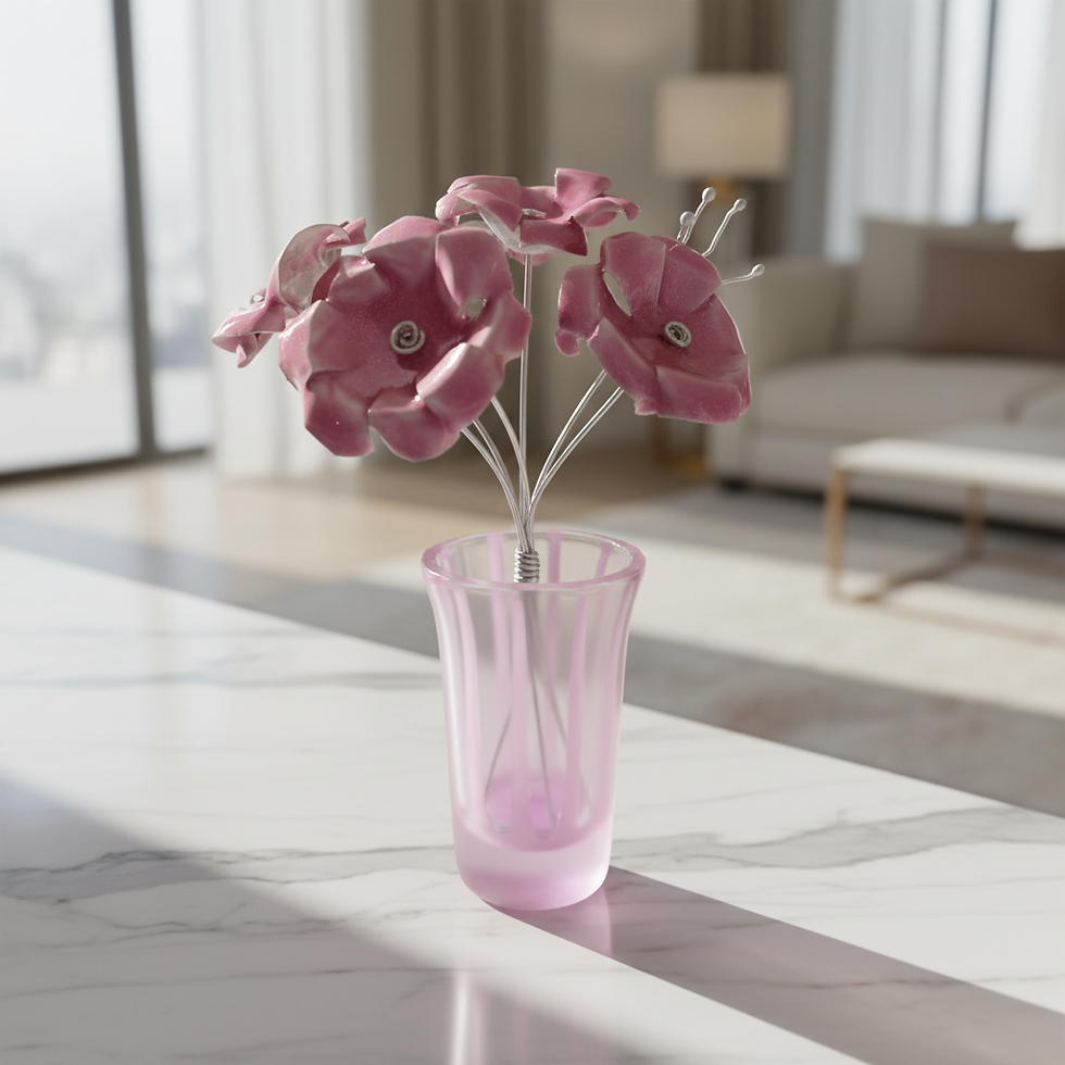 Thumbnail: Recycled Beer Cap Flower Bouquet in Hand-painted Miniature Vase