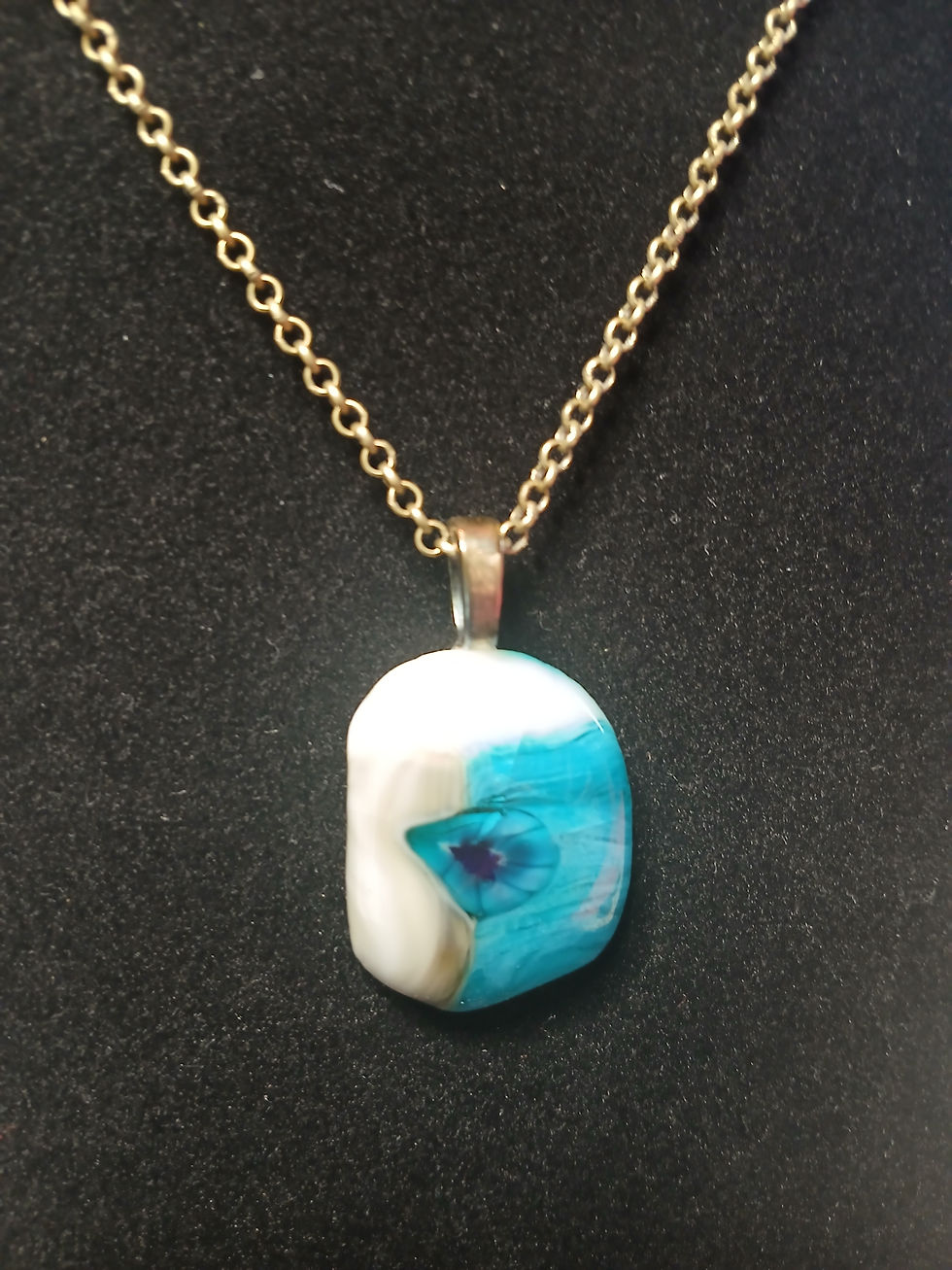 Thumbnail: Handmade Fused Glass Pendant Necklace