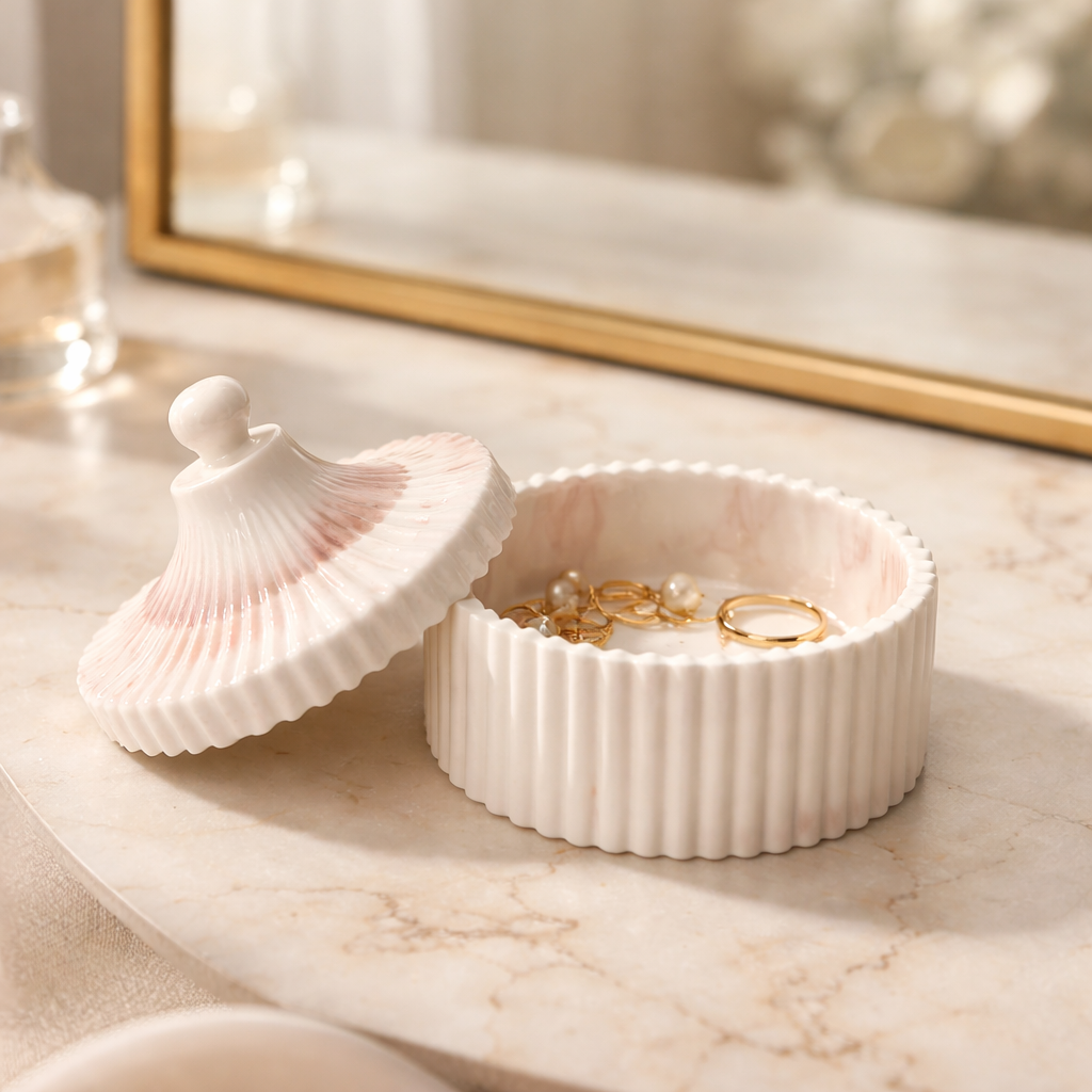 Blushing Embers Trinket Jar with Lid – Handmade Jewelry Storage