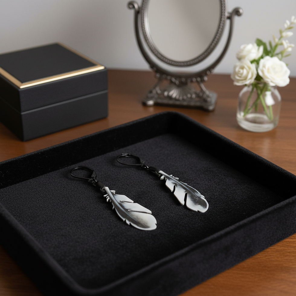 Thumbnail: Handmade resin feather dangle earrings